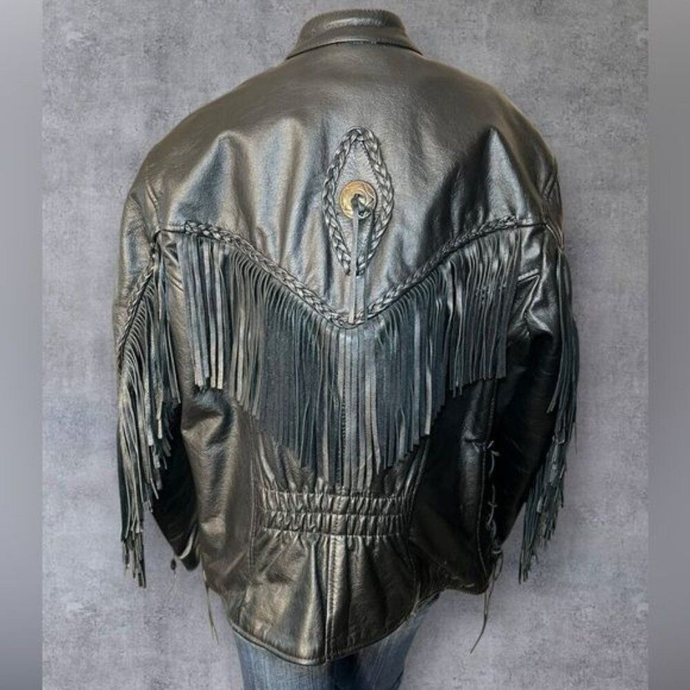 Hot Leathers Black Leather Fringe Jacket (Women’s XL) - Picture 2 of 11